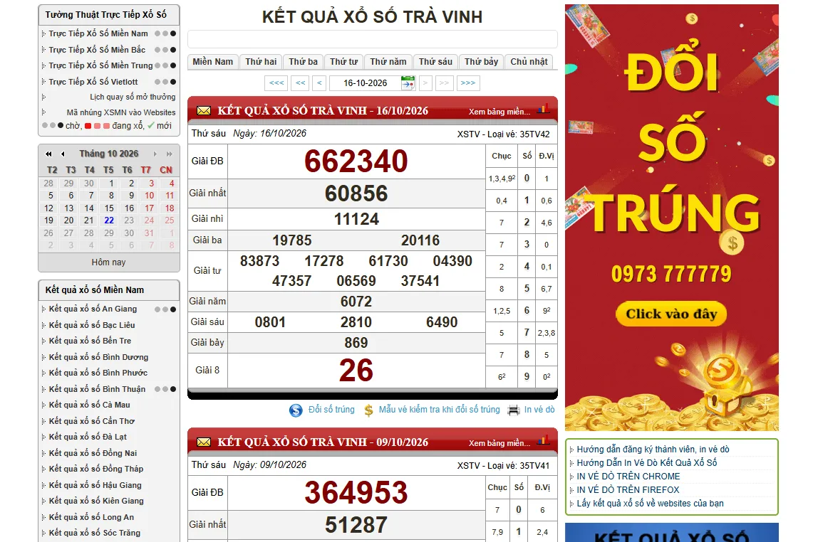 xổ số trà vinh